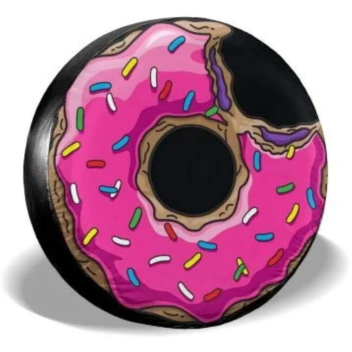 

A Bitten Donut Car Spare Tire Cover Weatherproof Universal Wheel Tire Covers for Rv SUV Trailer Truck Camper Travel Vehicles