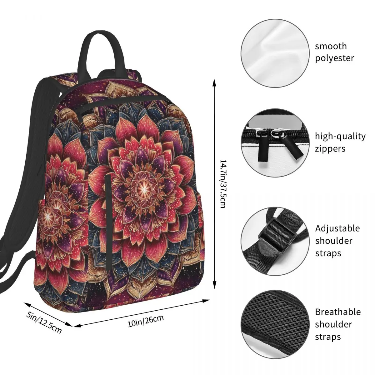 Mandala Bohemia Backpack Student BookBag Kids School Bag Computer Shoulder Bags Men Women