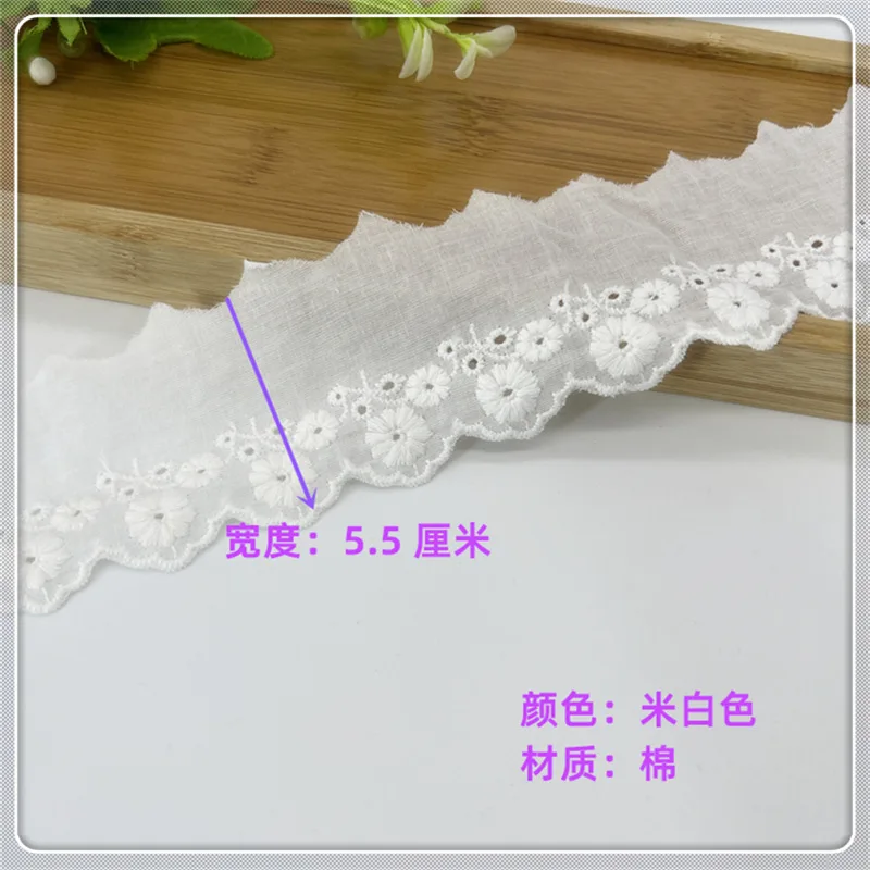 New Cotton Embroidered Multicol Flower Lace Fabric Dubai Wide Sewing DIY Trim Wedding Applique Ribbon Collar Cloth Guipure Decor