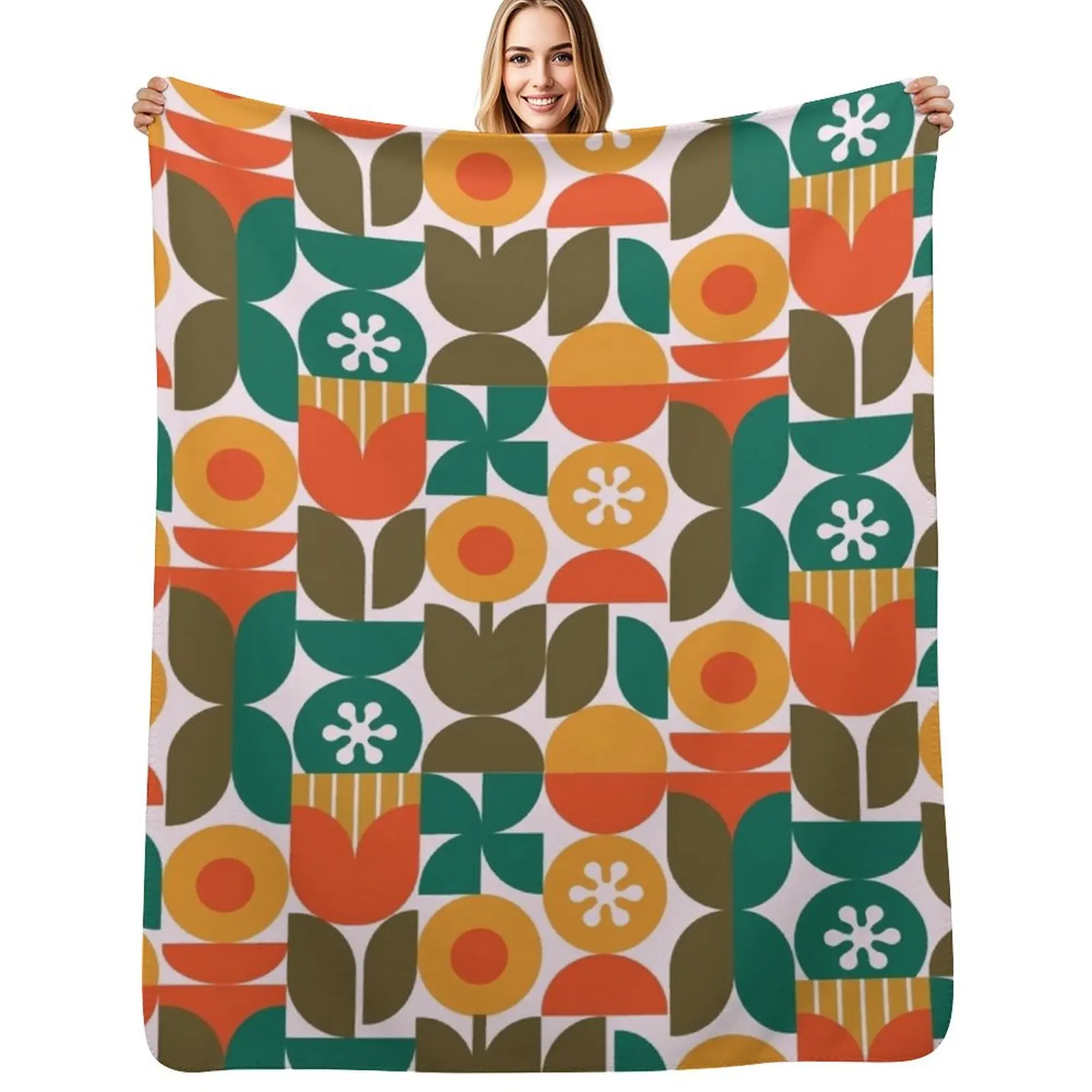 Mid Century Modern Throw Blanket Baby valentine gift ideas Plaid on the sofa Sofa Quilt Flannels Soft Big Blankets
