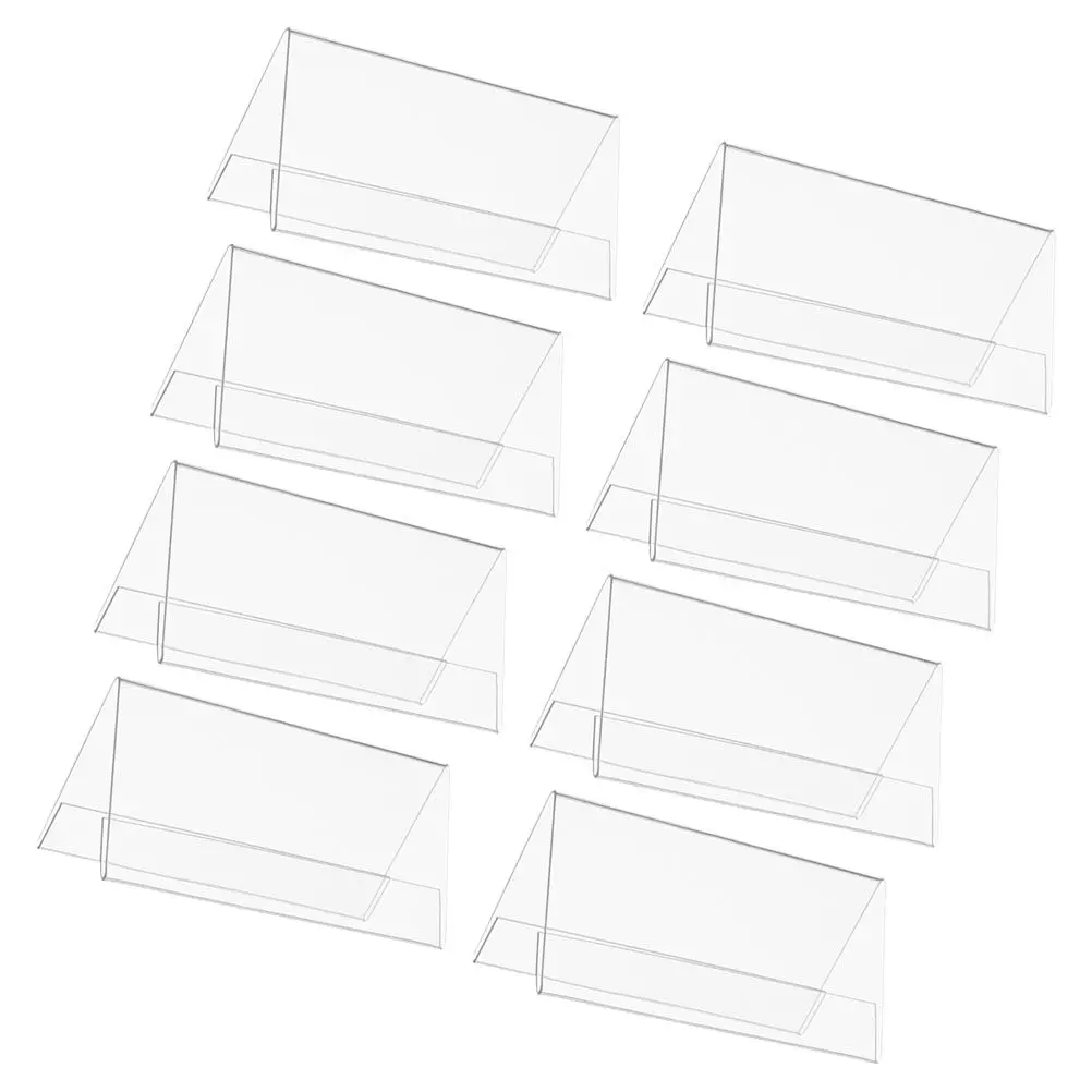 

8Pcs Clear Acrylic Table Sign Stand V-Shaped Desk Name Plate for Weddings Meetings Restaurants Supermarkets Seat Cards Blank