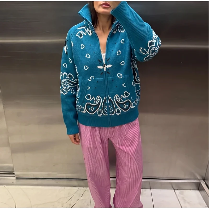 Knitted Jacquard Female Cardigan Sweater Zipper Loose Lapel Pocket Fashion Lady Sweaters 2026 Spring Street Long Sleeve Coat Top 35 Sd8cd584913cc4750b4b8346dadede0c9T