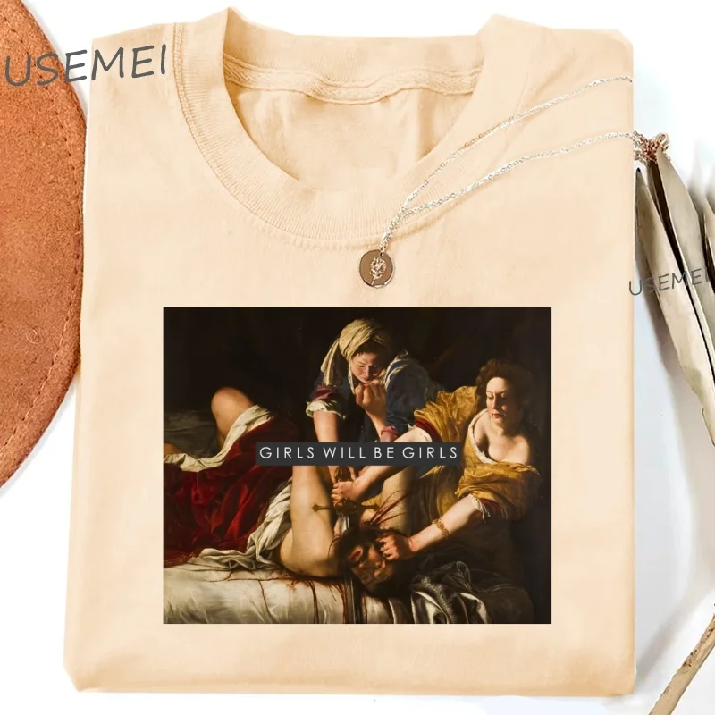 

Girls Will Be Girls T Shirt Vintage Feminist Girl Power T-shirt Cotton Short Sleeve Round Neck Washed Tshirt Loose Clothing Y2k