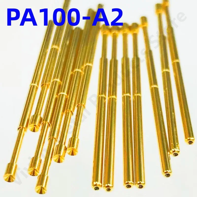 100PCS PA100-A2 Spring Test Probe PA100-A Test Pin Test Tool 33.35mm Dia1.36mm Gold Needle Tip Dia 1.5mm Pogo Pin P100-A P100-A2