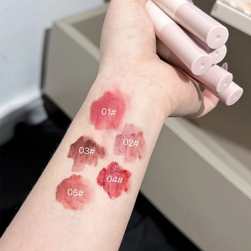 مجموعة مكياج QIBEST Retro Mail مكونة من 5 قطع من طين الشفاه غير اللامع، 1 أحمر خدود، 1 تسليط الضوء على وقلادة واحدة مجموعة مستحضرات تجميل متعددة الأغراض للنساء #5