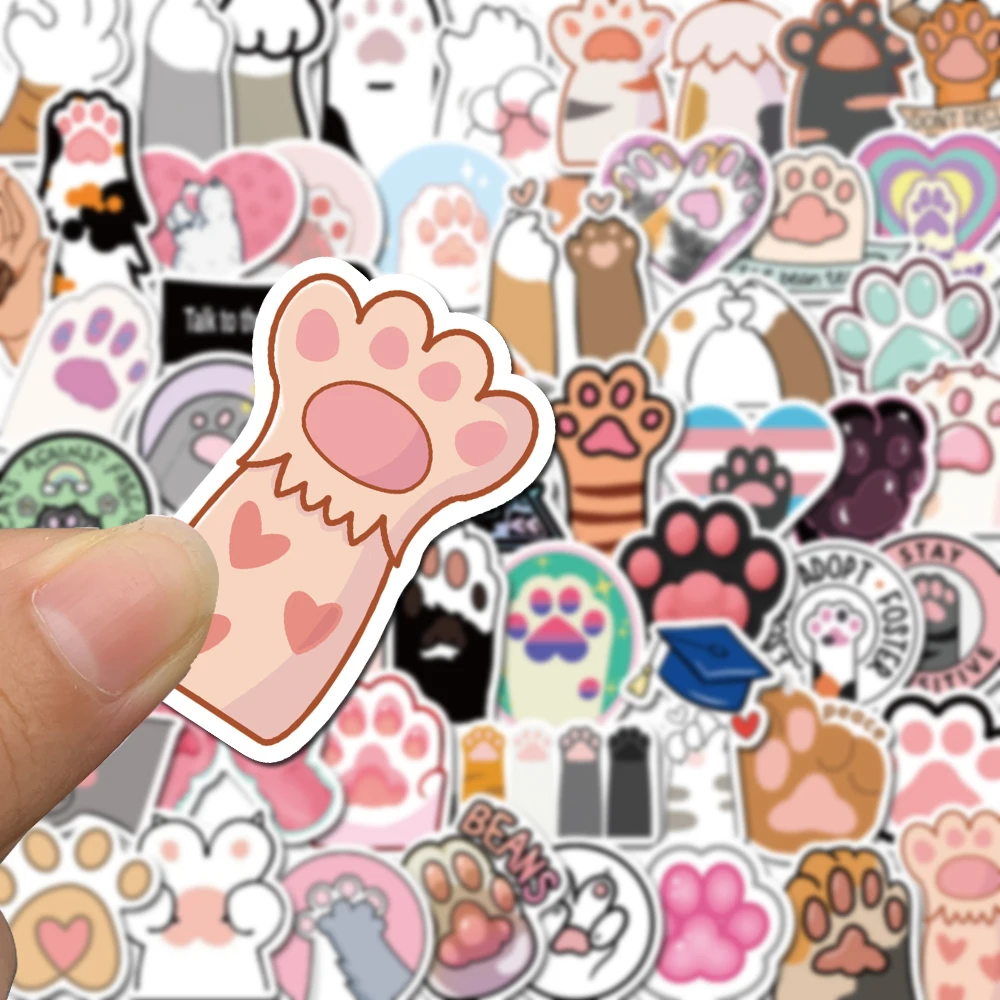 61PCS Cat's Paw Kawaii Cartoon Stickers Vintage For DIY Kids Notebook Luggage Motorcycle Laptop Refrigerator Decal Toys