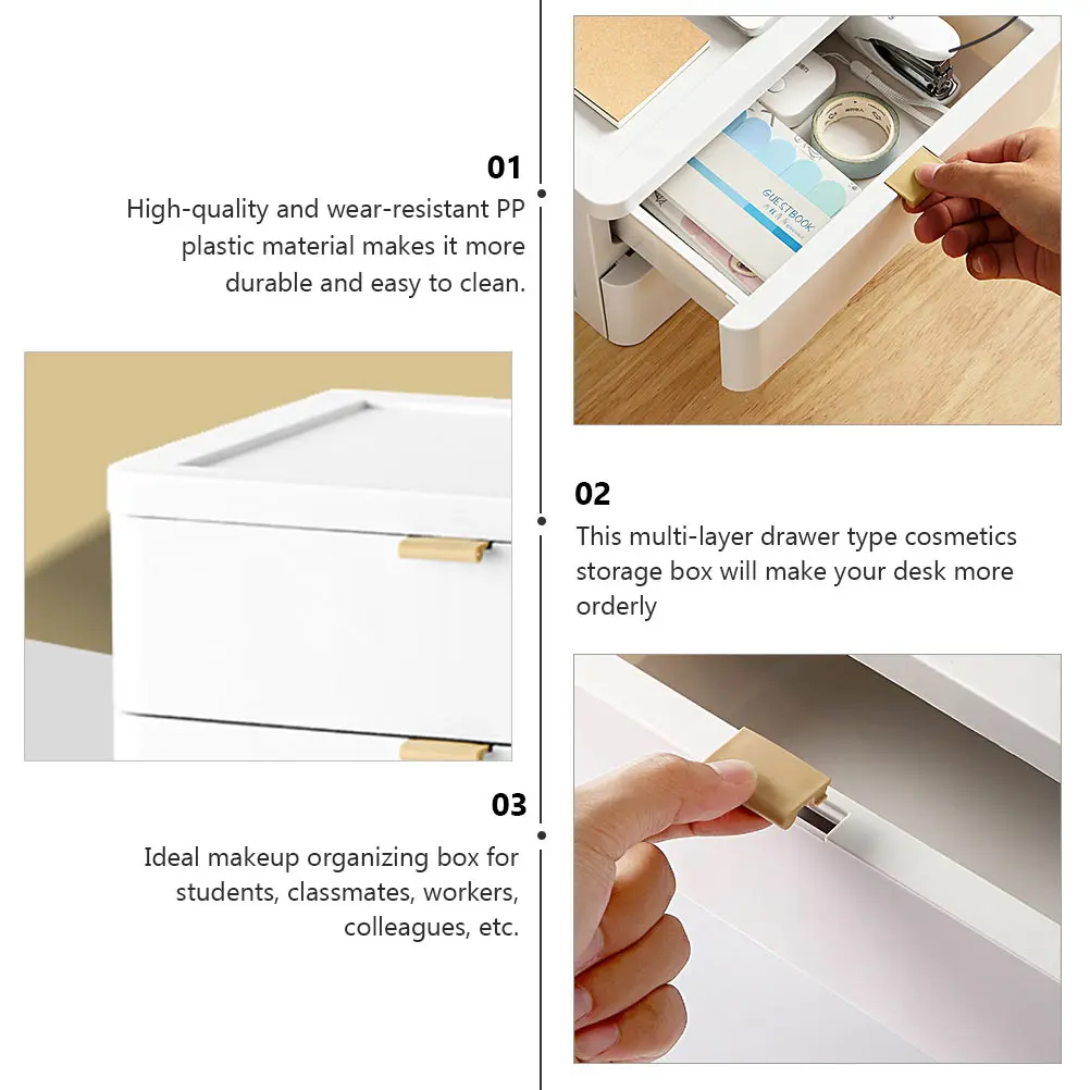 

Drawer Type Box Multi-Layer Desktop Organizer White Cosmetics Container Makeup Box Home Storage Container Multi-Purpose Drawer