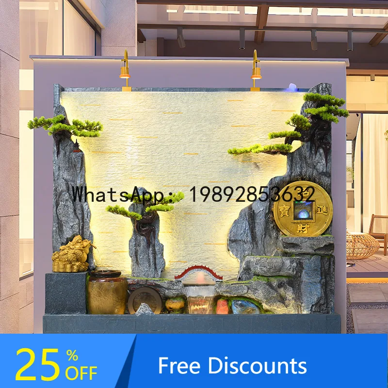 

LYY Fake Mountain Water Fountain Screen Wall Water Flow Screen Living Room Landscape Wall Fish Pond Wealth-Attracting Ornament