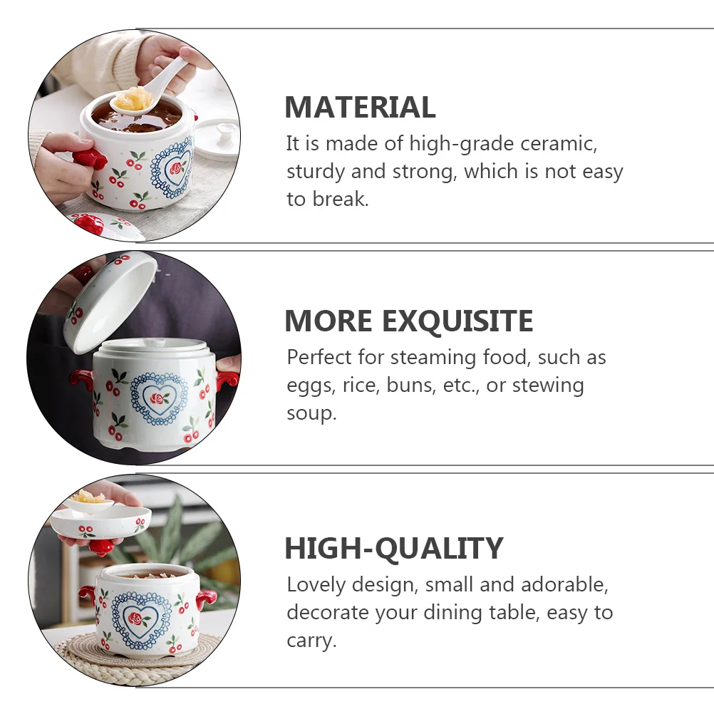 

1Pcs Ceramic Stew Pot Small Pumpkin Shape Steaming Bowl with Lid for Soup Egg Rice Kitchen Supply Ceramic Stew Pot