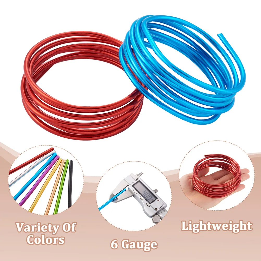 8 Rolls 4mm Round Aluminum Wire Bendable Mixed Color Metal Craft Wire for DIY Jewelry Craft Making Accessories about 2m/roll