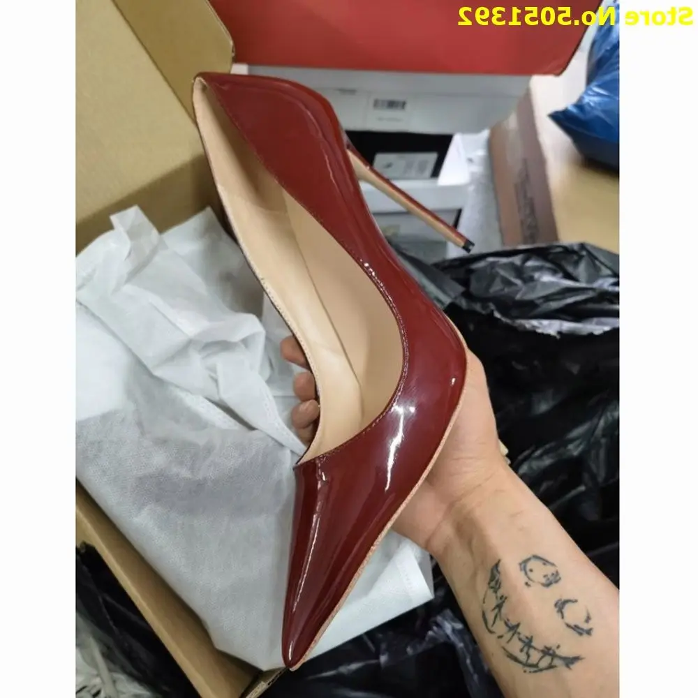 Women Stiletto Heel Pumps Sexy Pointed Toe Slip On Shallow Dress High Heels Solid Manufacturer Real Picture Hot Sale Dress Shoes