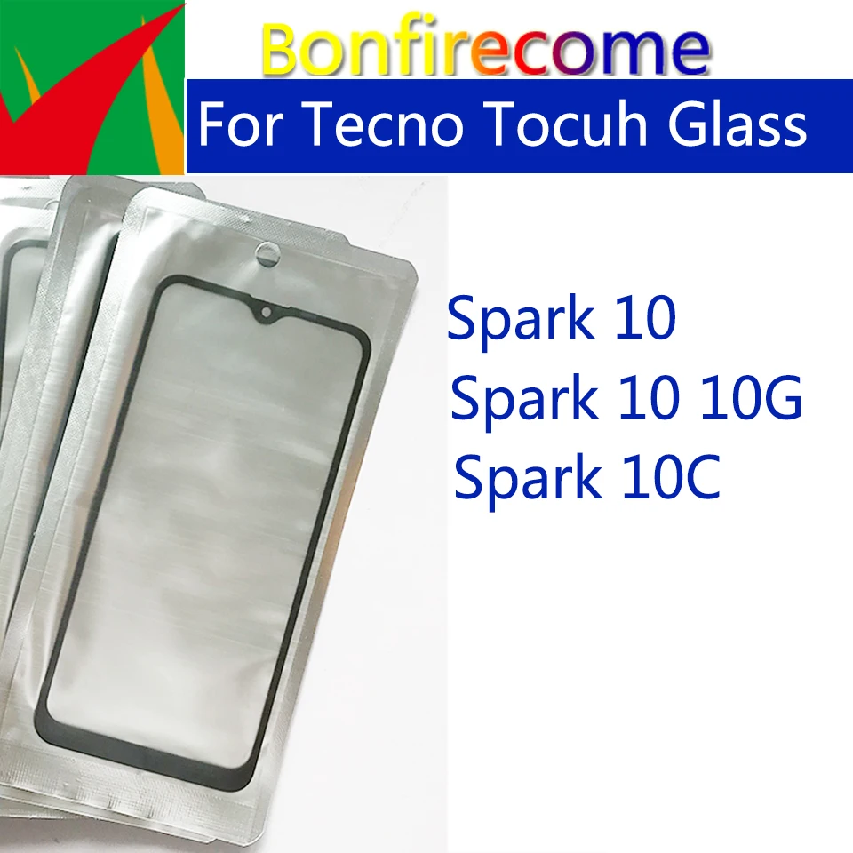 

10Pcs\Lot For Tecno Spark 10C 10 5G LCD Front Touch Screen Lens Glass With OCA Glue Replacement