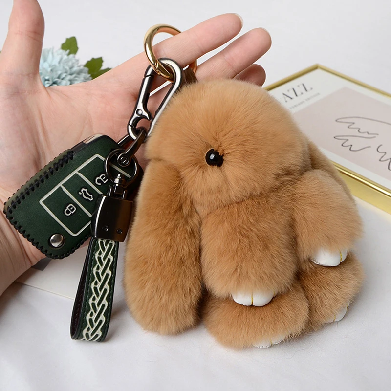 15cm Rabbit Fur Keychain Women Bag Car Key chain Pendant Decoration Jewelry Bags Hangings Accessories Gifts