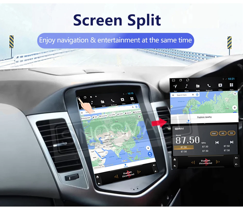 SINOSMART T-Tesla-Style Android Vertical Screen Navigation Radio for Chevrolet Cruze J300/Lacetti/Daewoo 2009-2015, CarPlay