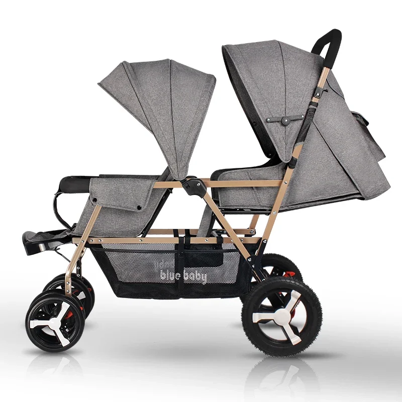 Light baby stroller, foldable, seat and lays, double seat, easy control, classic style