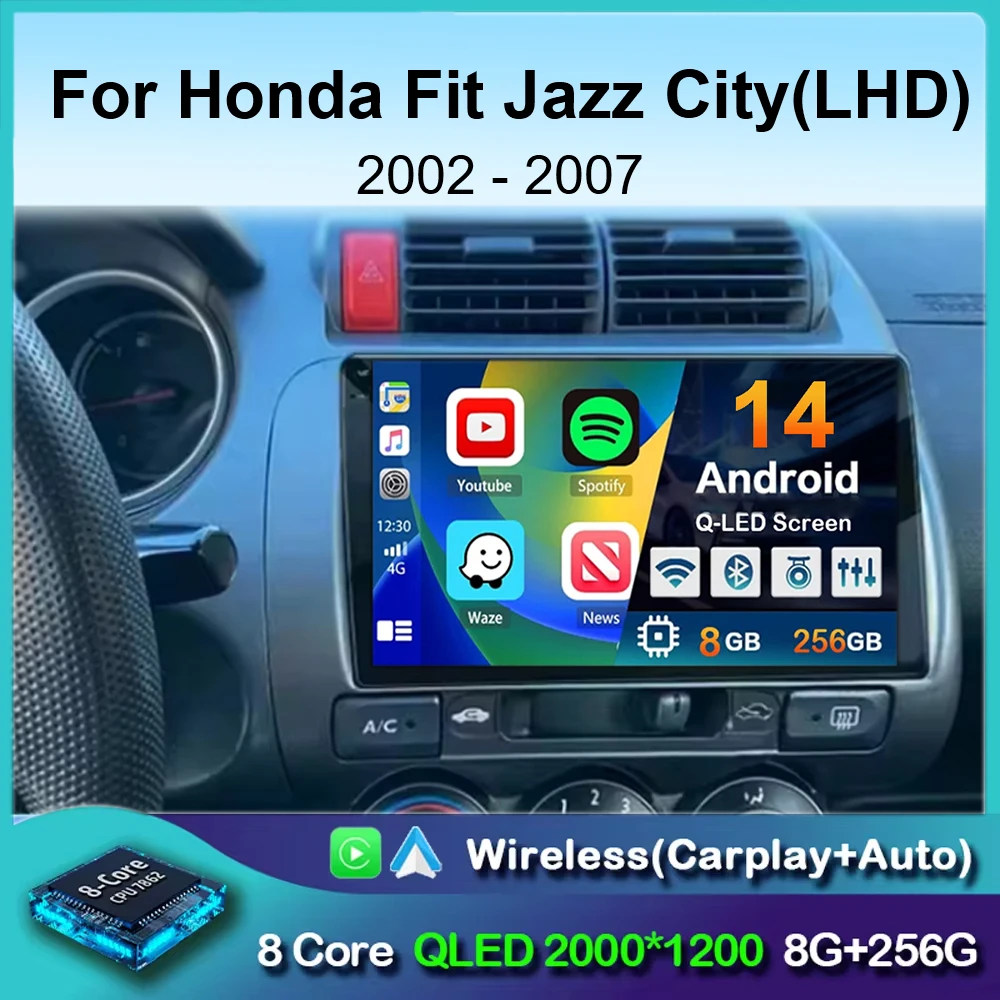 

Android 14 Car Radio For Honda Fit Jazz City 2002 2003 2004 2005 2006 2007 GPS Navigation Multimedia Video Player Stereo 2din 4G