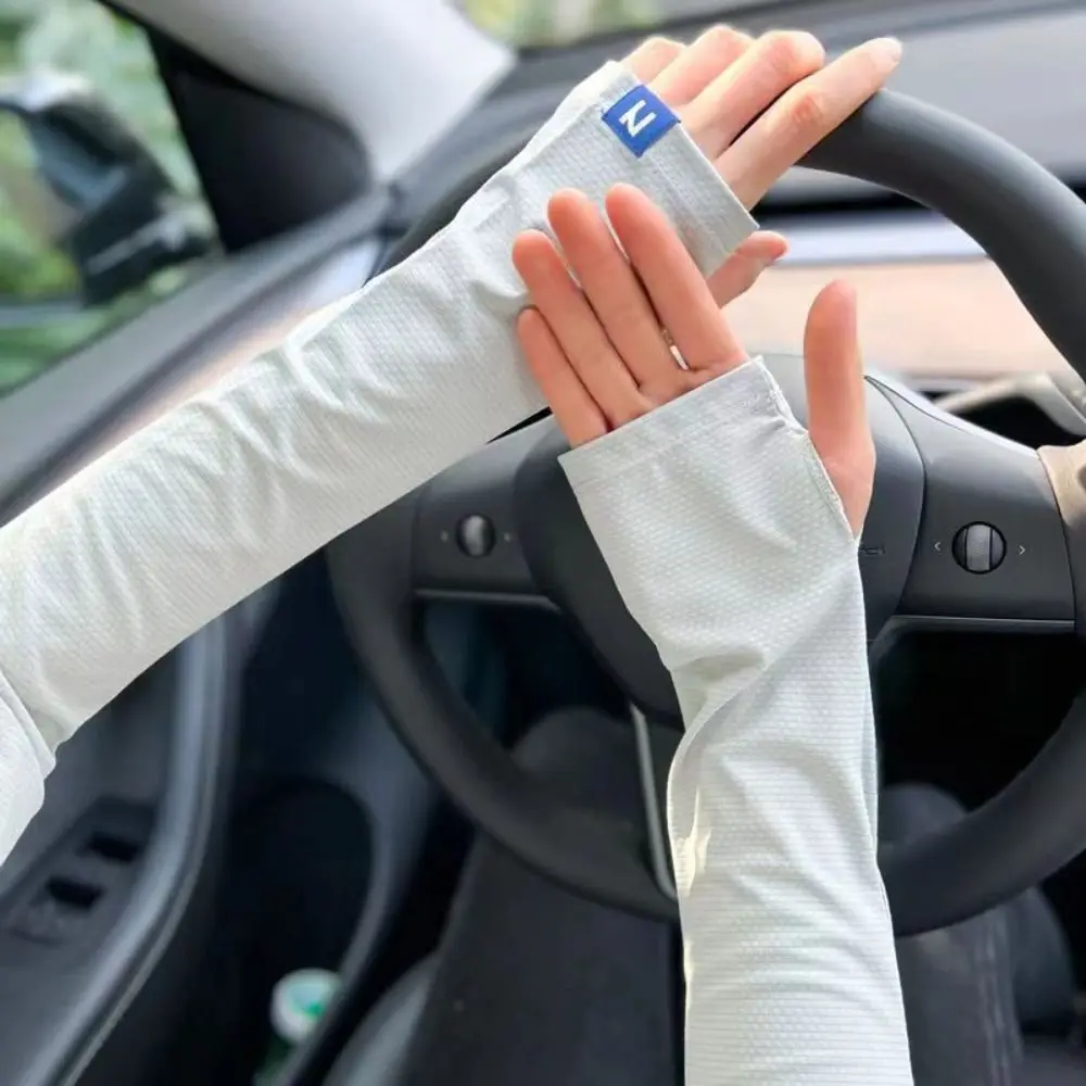 Anti-UV Ice Silk Sleeves Ultraviolet Proof Cooling Sleeves Sunscreen Sleeves Driving Gloves Arm Warmers Thin Long Gloves Women