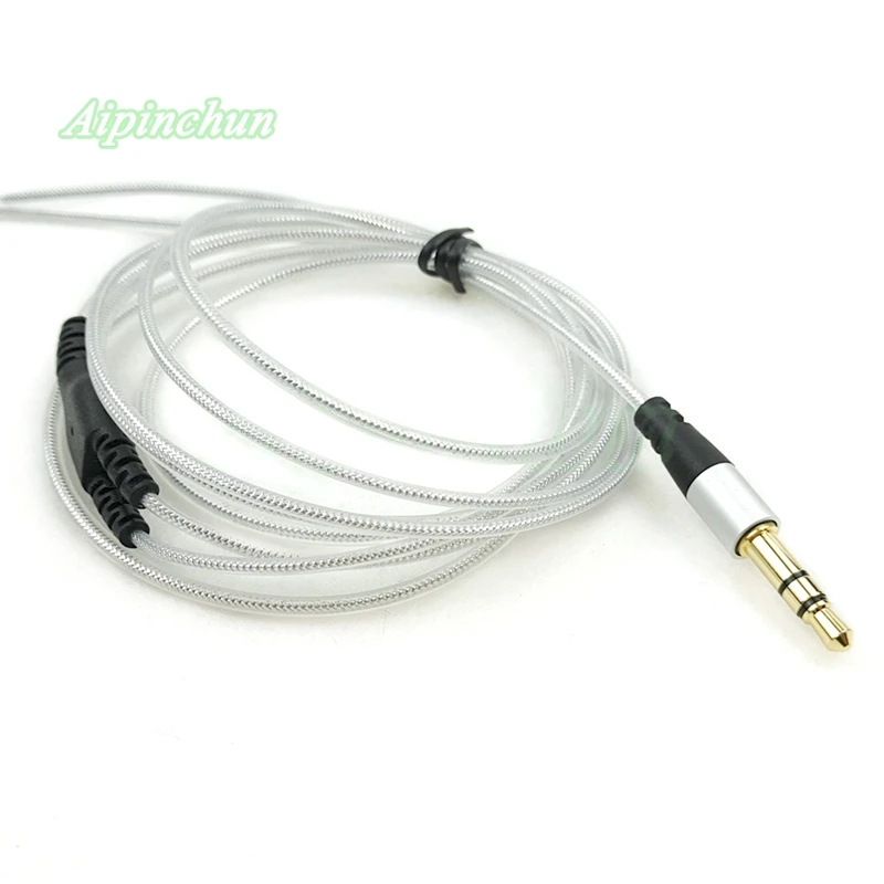 Aipinchun kabel Audio Earphone DIY, kabel Jack tipe jalur 3 tiang 3.5mm, perbaikan, kabel pengganti Warna Perak