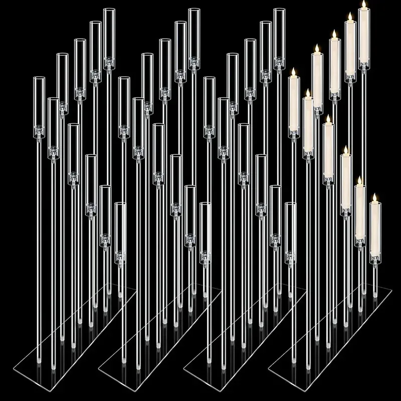 

1-10 Pcs 49" Tall Acrylic Candelabra 10 Arms Clear Candle Holder Floor Standing Holders