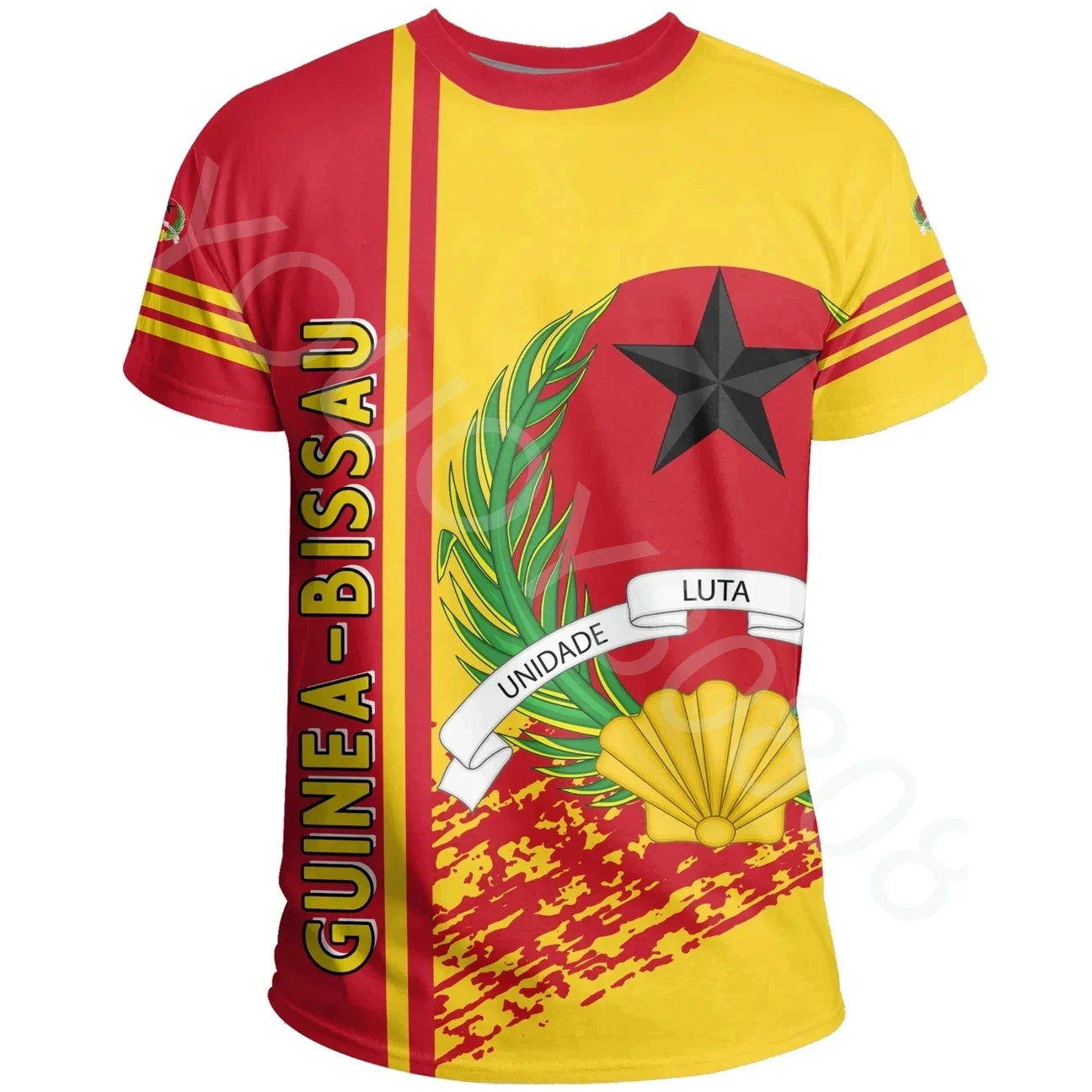 Guinea Bissau District Style T-Shirt Men's Short Sleeve Summer African District Country Street Simple Casual Printed T-Shirt