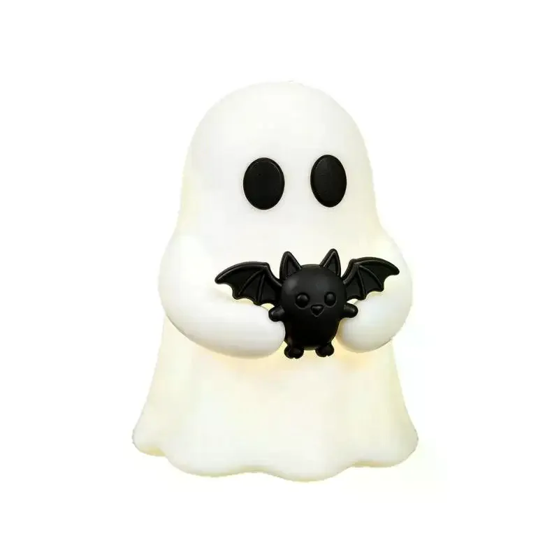 Halloween Luminous Mini Ghost Statue Soft Glow In Dark Ornament Cute Spooky Table Decor For Baking Topper Handcraft Holiday