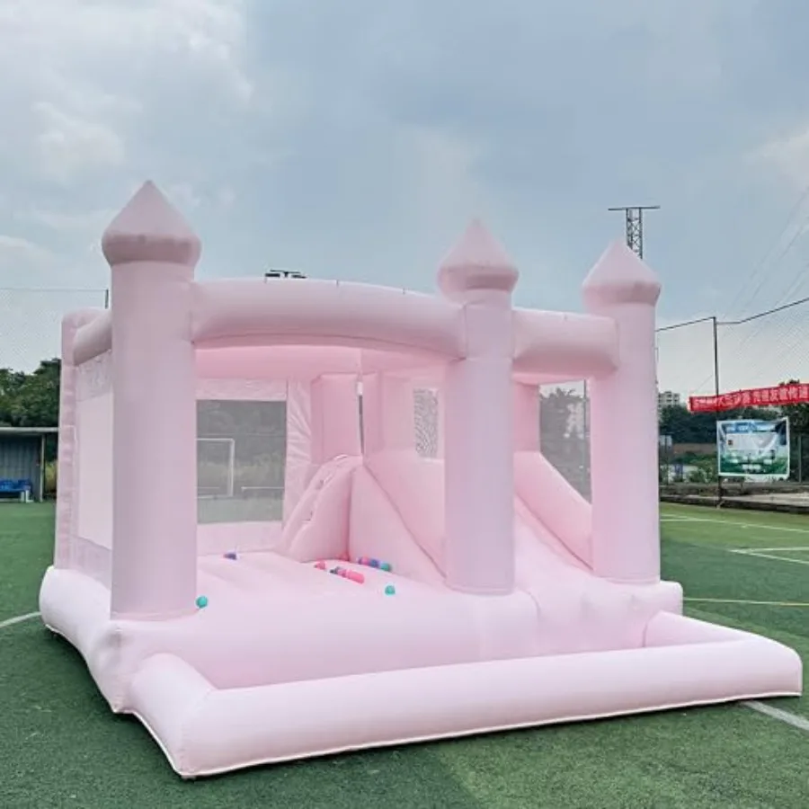 

Надувной батут-замок Pink Ox 13 футов с бассейном с шариками и горкой для детей 3-12 лет, для использования в помещении и на улице