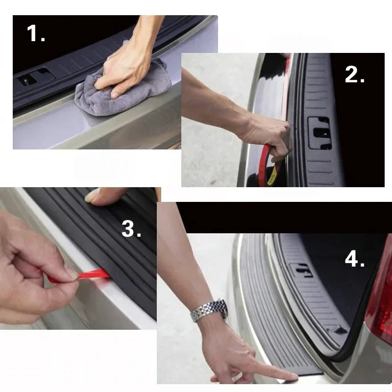 Anti-scratch Car Trunk Door Sill Plate Protector Universal Rear Bumper Guard Rubber Mouldings Pad Trim Cover Strip Car Styling