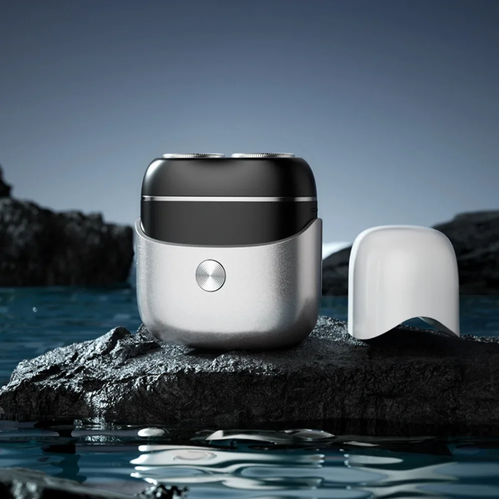 

Мини-электробритва с двойной головкой, магнитная головка, электрическая бритва для бороды, вращающаяся конструкция, портативная вращающаяся бритва для ежедневного использования