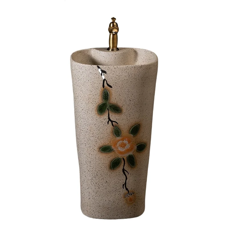 

Бытовая раковина-колонна Керамическая раковина-колонна Ручная стирка от пола до потолка Вертикальная встроенная раковина Умывальник