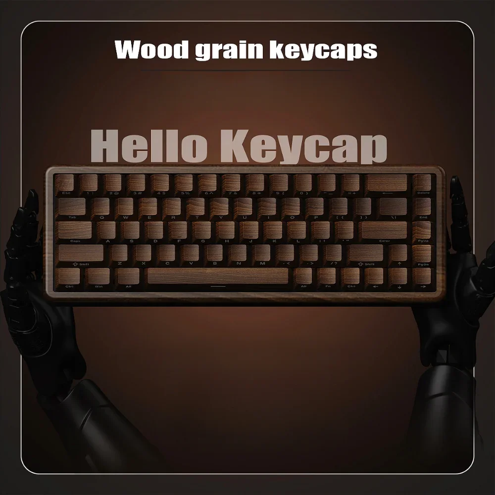 Keycap for Wooting 60/64/84/98/108 Mechanical Keyboard Walnut Side Carved Light Cherry PBT 136 Keys