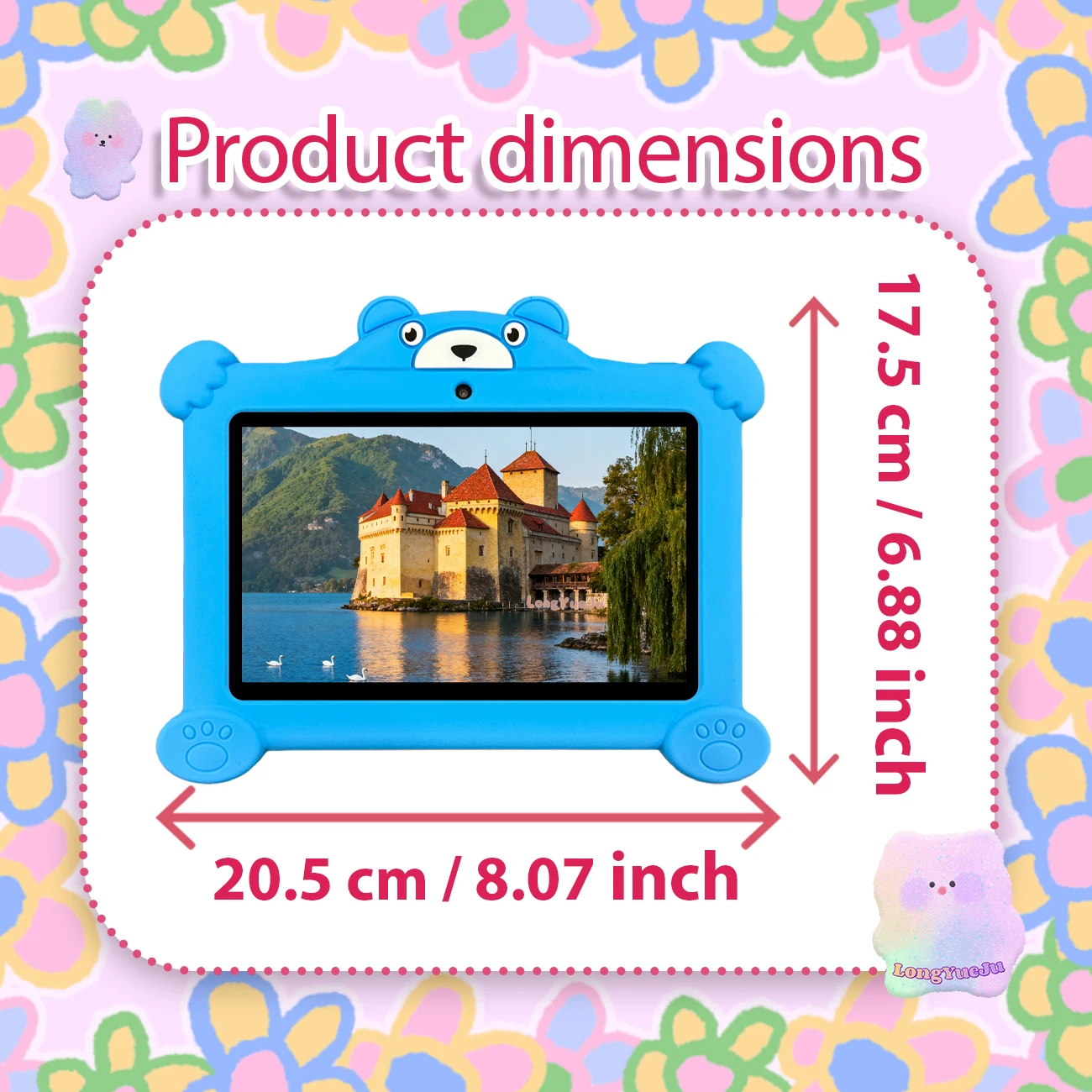 7-inch kindertablet, Android 12, dubbele camera's, educatieve software, ouderlijk controlesysteem, perfect cadeau