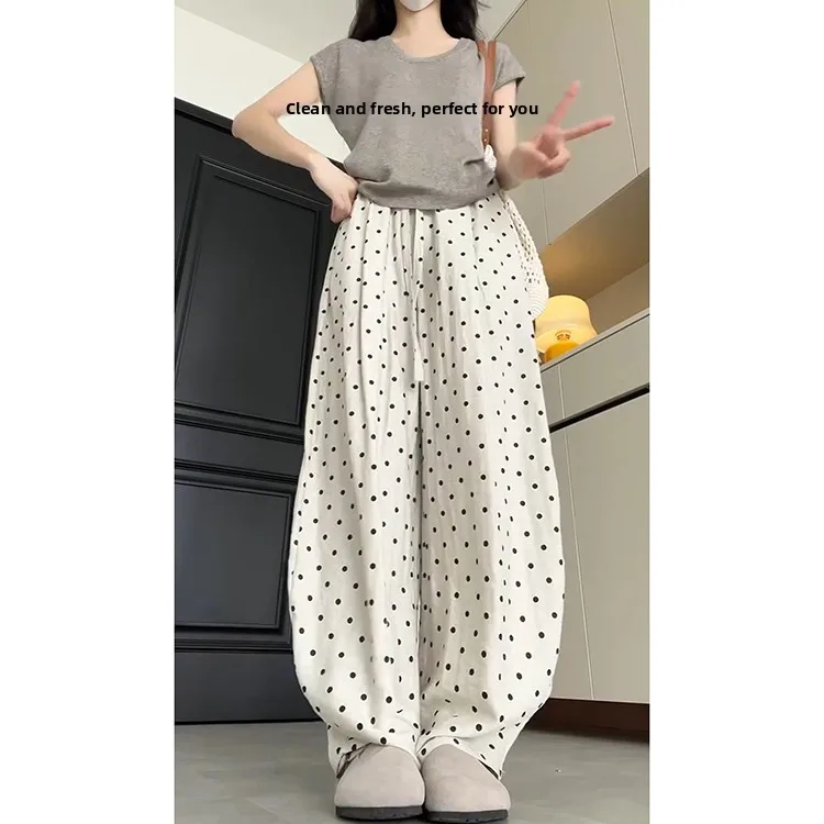 Qui Dry Ice soie femmes pantalons décontractés élastique à la taille jambe été 2025 nouveau Faion japonais Sle drapé jambe droite Sle