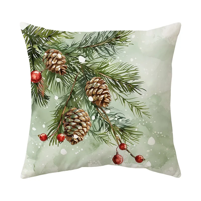 Christmas Cushion Cover Peach Skin Pillowcase Elk Throw Pillow Xmas Gifts Sofa Decorative Cushions Christmas Pillow Covers