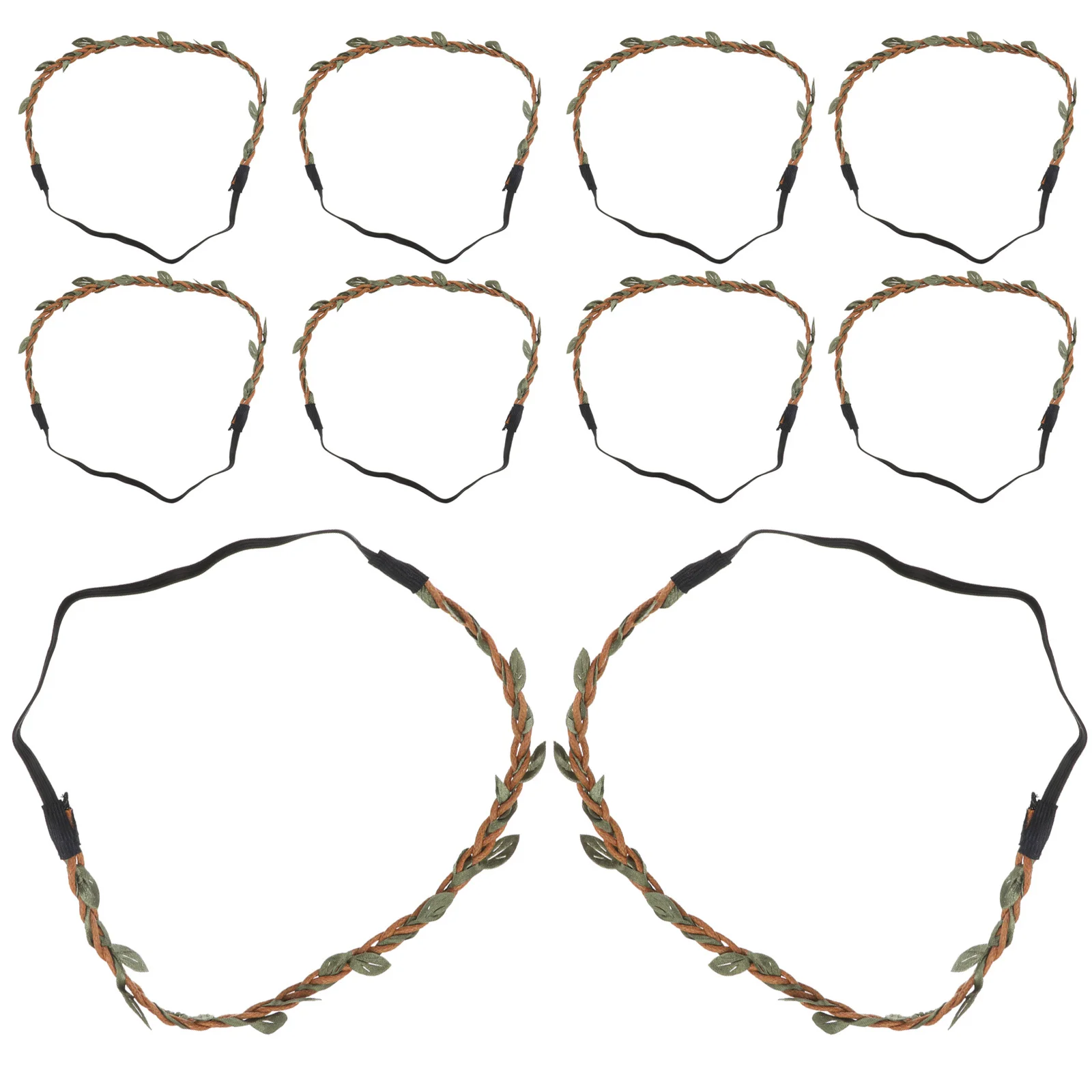 

10pcs Woven Rattan Hairband Material Brown Diy Wreath Headdress Craft Kit Adjustable Women Headband Simple All-Match Decorative