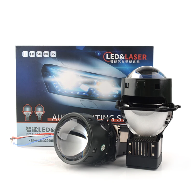 Car Accessories 3 Inch Bi LED Projector Len 75W Light Automobile Bulbs