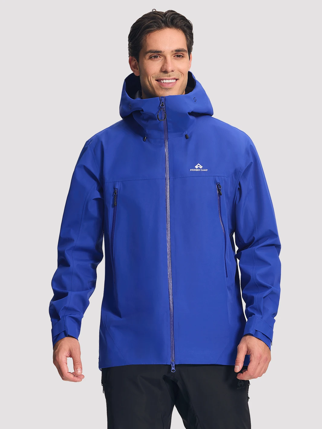 Pioneer Camp Men's Rain Jacket Waterproof with Hood Sporty Waterproof Cycling Jacket with Wind Protection For Hiking Skiing