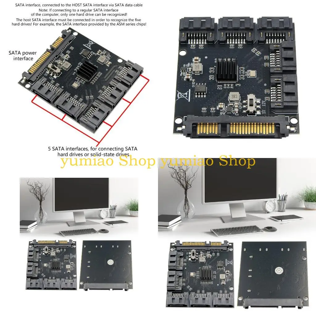 587B Multiple Drive SATAs Expansion Adapter 5 Port Connectivities Port Multipliers Technology Fast speed Transfer PCBs Material
