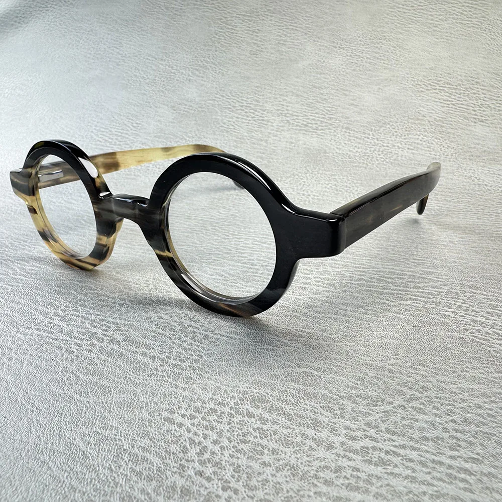 

Eyeglass Frames Unique Round Vintage Stripes Hanmdade Natural Horn Prescription Man Glasses Frames Optical Lenses Eyeglasses