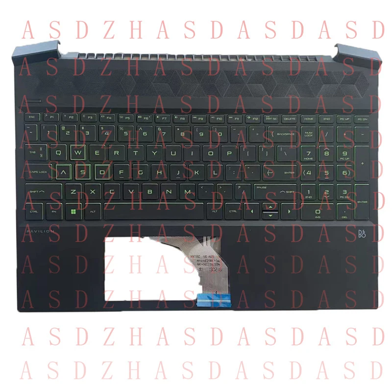Z  New For HP Pavilion 15-EC Palmrest Keyboard Green Backlit L72598-001 L72597-001
