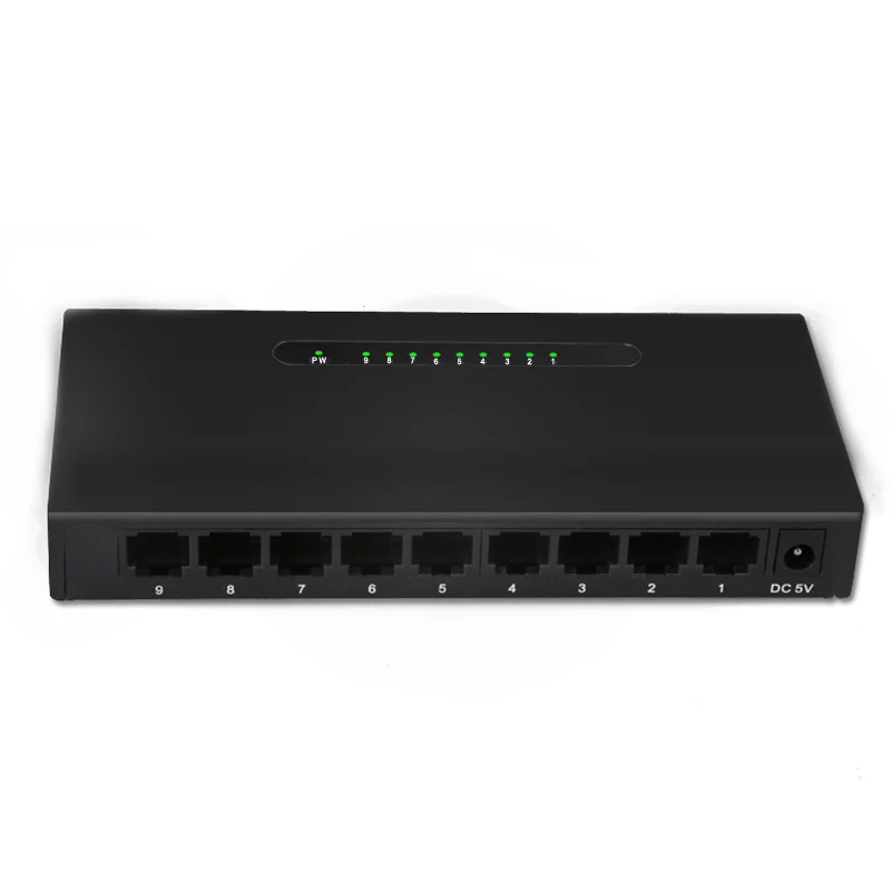 Rj45 hub plug and play 9 portas jogo interruptor de rede rj45 ethernet smart switcher internet splitter 100mbps jogo adaptador de carregamento