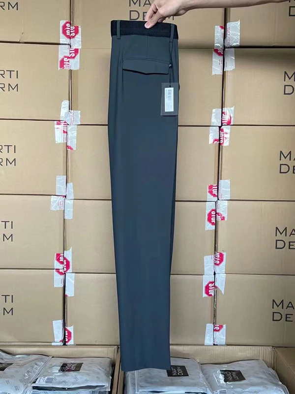 

Ultra-Thin Silk-Smooth Breathable Men's Casual Pants High Elastici Straight Leg mid Waist Youthful Vitali All-Season Wear