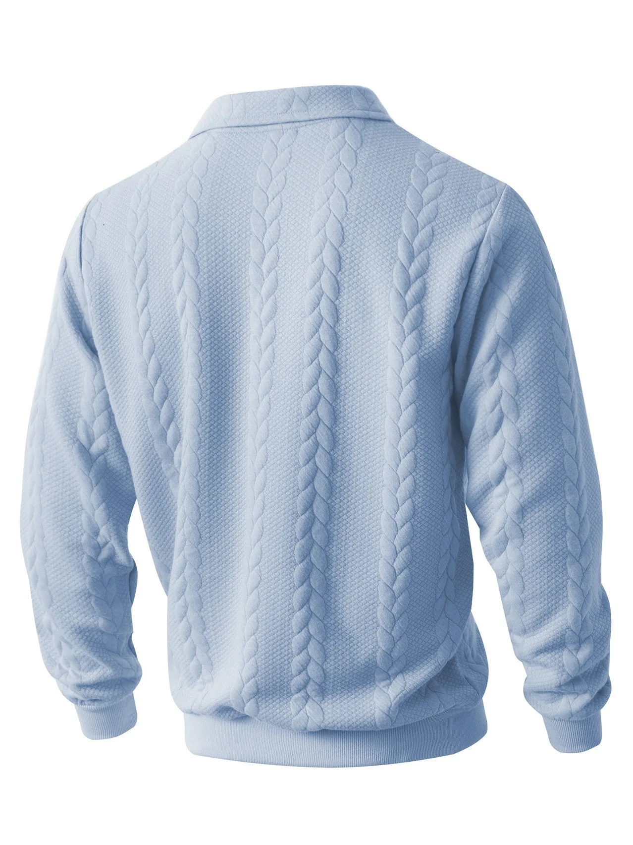 Mens Lapel Half Zip Sweatshirt Long Sleeve Cable Textured Pullover Relaxed Fit Tops For Daily Casual Autumn And Winter Dressing