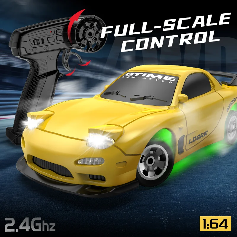 Ldgr New Mini Remote Control Drift Car 1 64 Full Scale 4wd 2 4 Ghz Led Lights Pocket Size Desktop Drifting Adult Hobby Gift