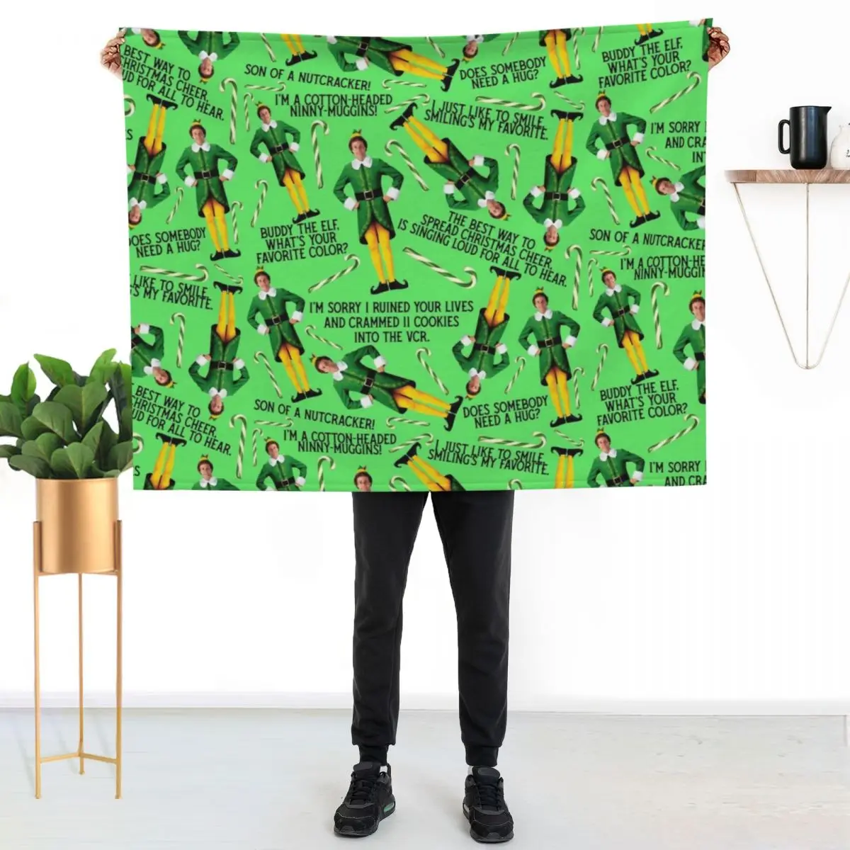 Buddy The Elf Print Green Throw Blanket Luxury Tourist Blankets For Sofas Shaggy Soft Bed linens Blankets