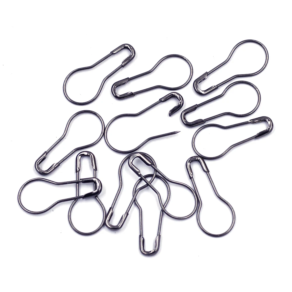 1500Pcs Gunmetal Coilless Pear Bulb Gourd Calabash Shape Alloy Knitting Stitch Marker Hangtag Safety Pins 21mm