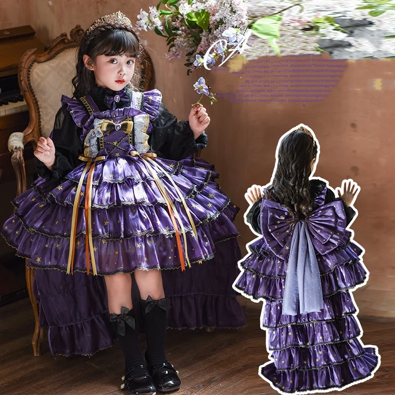 

Baby Girls Halloween Costumes Dress Size 2-11Y Kids Birthday Dress Child Party Skirt Princess Lolita Dress Little Girls Dresses