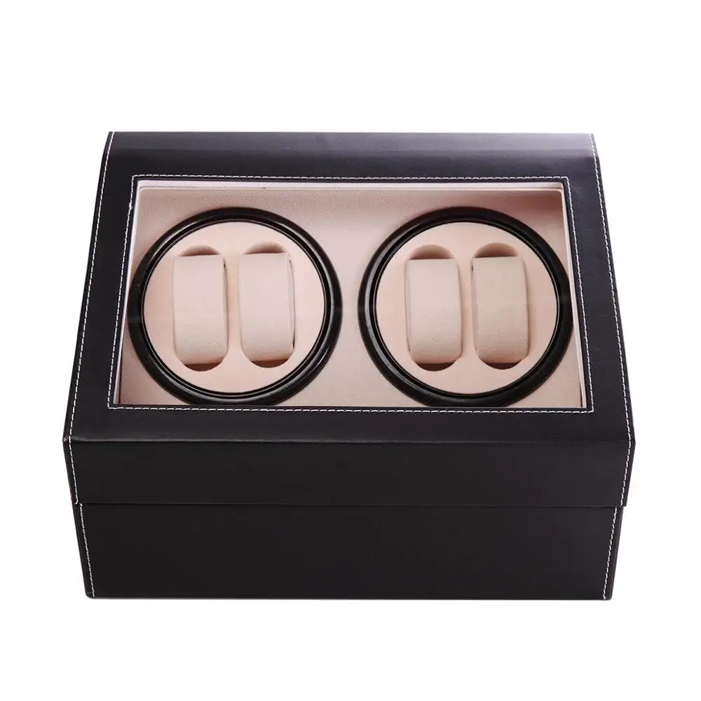 2026 Factory Hot Sale Q109 Black Brown 4 + 6 Automatic Rotation Leather Wood Watch Winder Storage Display Watch Box & Cases