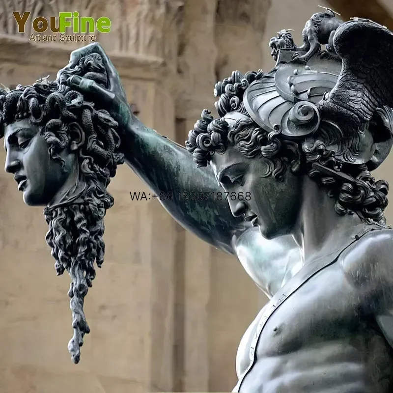 Wmwmnu for Bronze Beheading Medusa Greek Perseus Statue Home Decor Classical Mythology Sculpture Art Figurine Gift