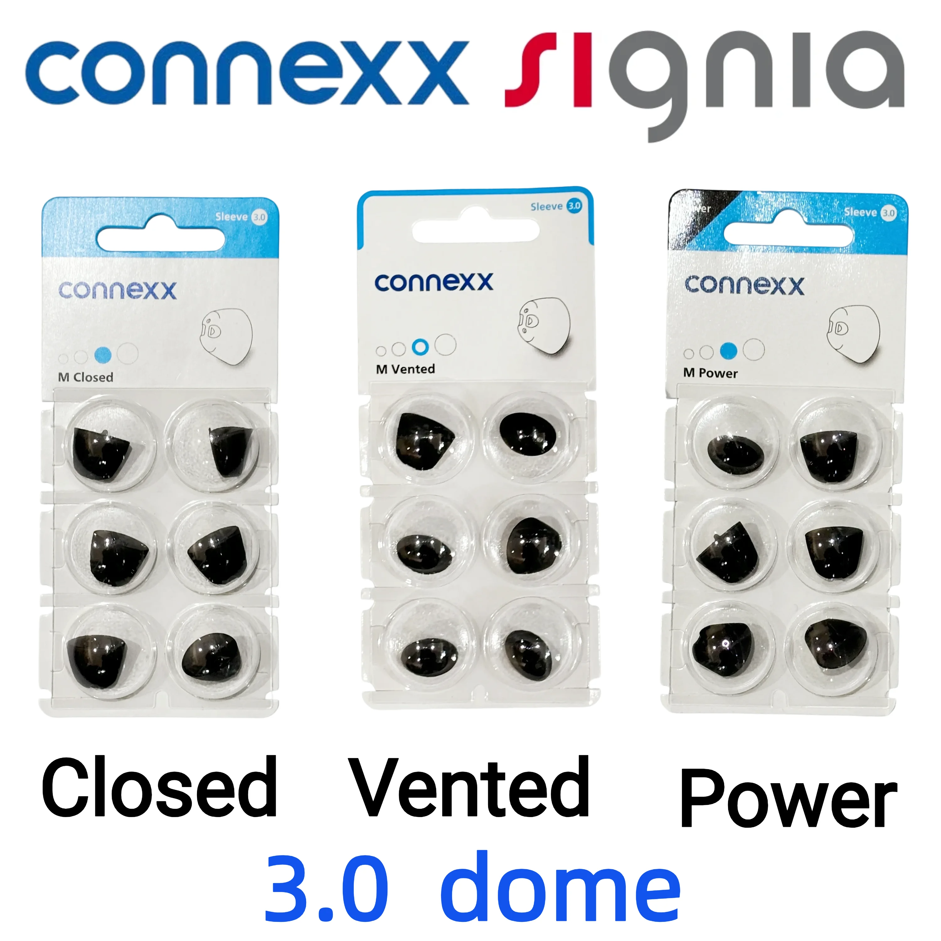 Signia Rexton Connexx Sleeve 3.0 Domes Hearing Aid Vented/Power/Closed Domes XS/S/M/L Comfortable Breathable Fit