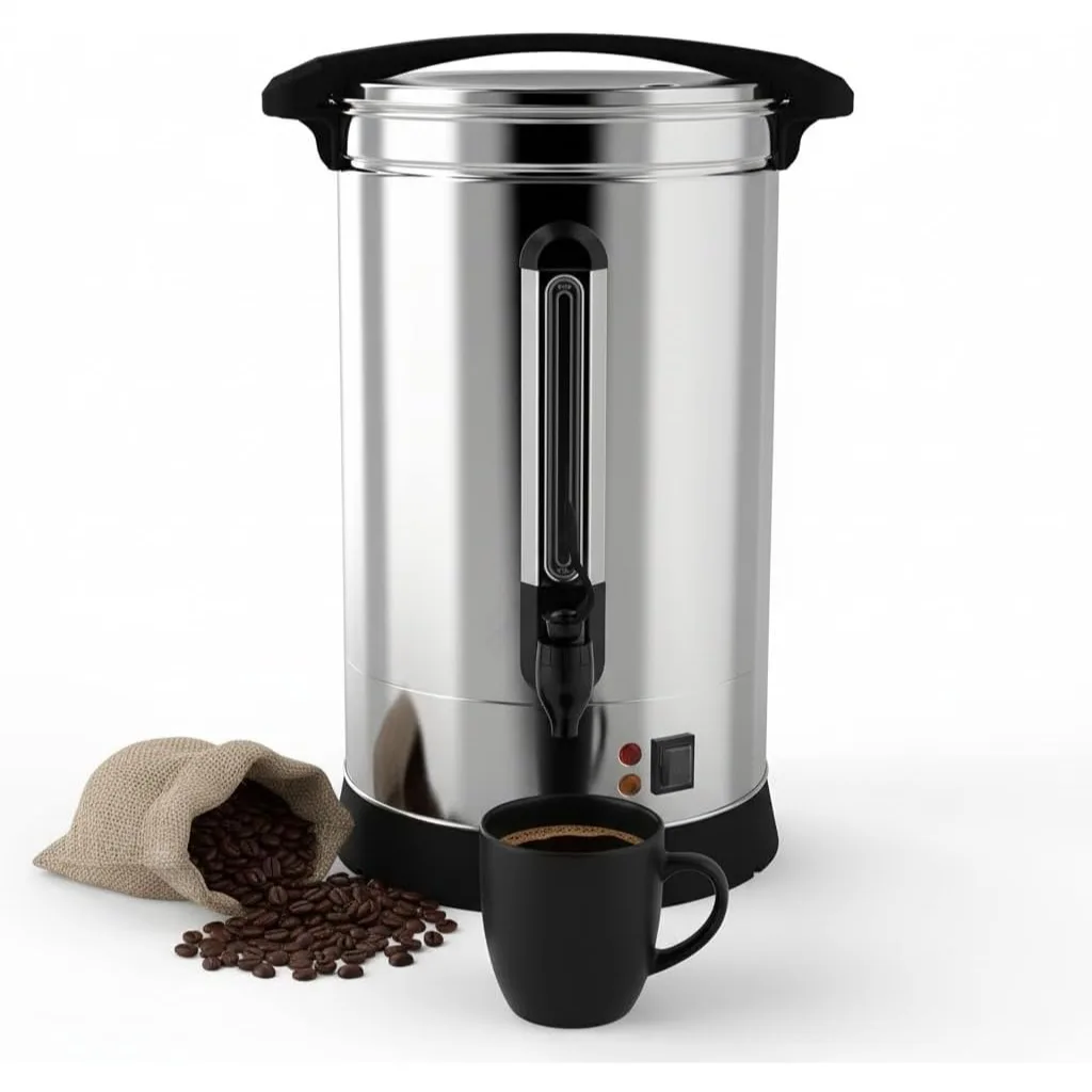 Dispensador de Bebidas Calientes de Acero Inoxidable de Gran Capacidad (18L), 120 Tazas, para Fiestas, Buffets y Catering
